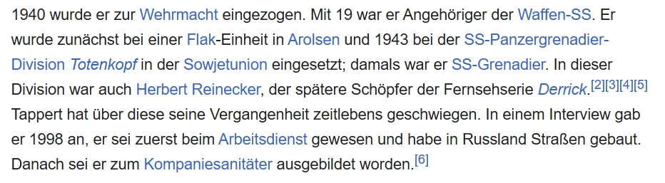 huweber's tweet photo. @ernsterjuenger Derrick wird weiterhin beim ZDF gezeigt, allerdings müssen Nostalgiker dafür bezahlen. Genauso inkonsequent ist es, dass Herbert Reinecker, der wie Horst Tappert der SS-Division Totenkopf angehörte, nicht ebenfalls aus der Mediathek verbannt wurde. https://t.co/EYYJF6Camc