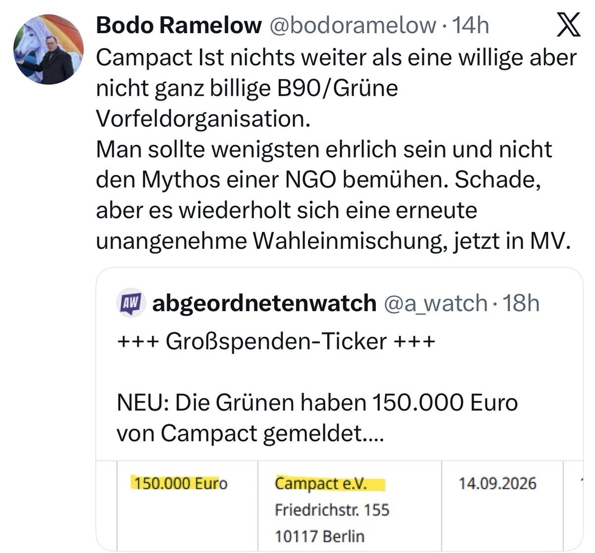 jessica_tatti's tweet photo. Maximal scheinheilig: Linke spucken Galle wegen der Großspende von Campact an die Grünen vor den Wahlen. Und ja, die Einflussnahme von Campact ist kritisch zu sehen. Aber: Vor der vergangenen Bundestagswahl nahm Die Linke selbst fast 100.000 Euro Spenden von Campact e.V. an. Dann darf man solche Spenden nicht annehmen. Wasser predigen und Wein trinken war schon immer eine miese Idee.