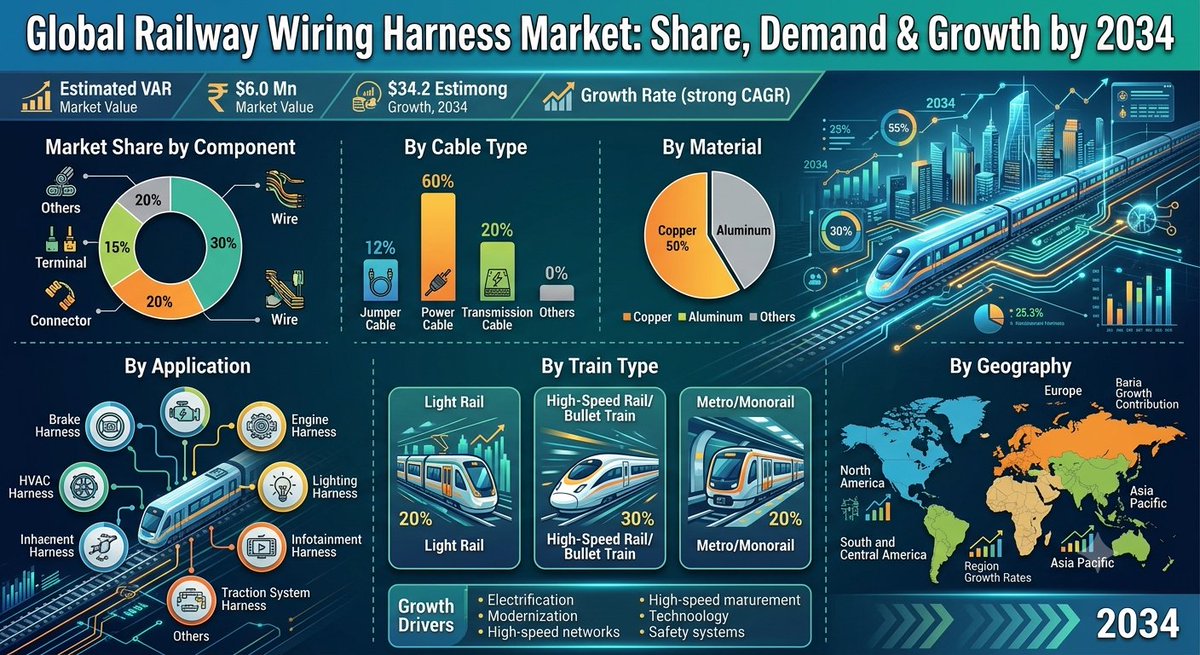 h_mkam's tweet photo. Railway Wiring Harness Market Growth

Railway Wiring Harness trends, growth drivers, key developments &amp; future opportunities shaping the rail transportation industry.

Source - https://t.co/tmgnzEdF3t

#RailwayWiringHarness #RailwayIndustry #RailTransportation #WiringHarness https://t.co/Ls348cc7Fc