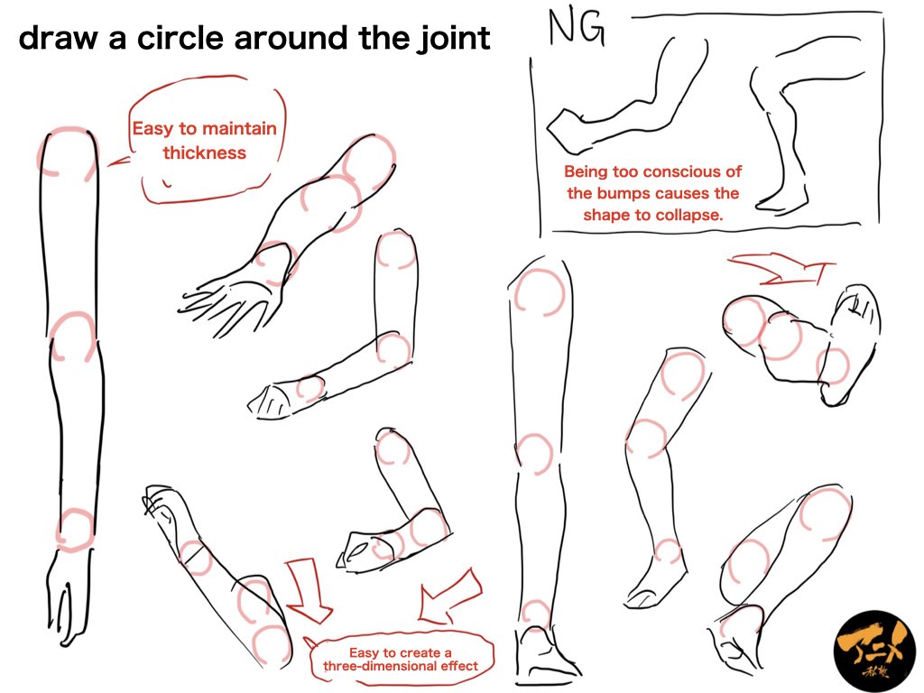 PrivateAnime's tweet photo. It's easier to keep the shape if you take the joints of the limbs in circles! ︎ https://t.co/r0yYIQIM4W