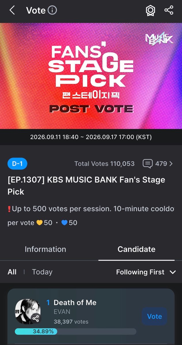 EvanVoting's tweet photo. [🗳] COOGOONG: MUSIC BANK FANS STAGE PICK

Fans Stage Pick in COOGOONG is currently ongoing. Kindly save your hearts and DO NOT DROP THEM YET. Please wait for our instructions on when to drop your votes.

Let's give Evan another trophy. 🥹

🔗: https://t.co/lqQIsQNukX%…
🎯: 1st
📅: 9/17 – 5:00 PM KST

#EVAN #에반 @h_evva_n @evan_officialJP