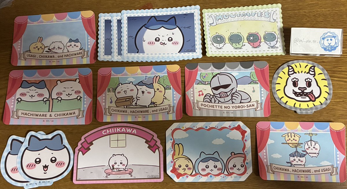 mi_da_te_'s tweet photo. ちいかわ ダイカットステッカー セット 交換 ハチワレ うさぎ でかつよ ポシェットの鎧さん パジャマパーティーズ

【譲】写真１枚目

【求】お顔シーサー

郵送希望です。
検索からもお気軽にお声かけください。 https://t.co/TfoDkwVyga