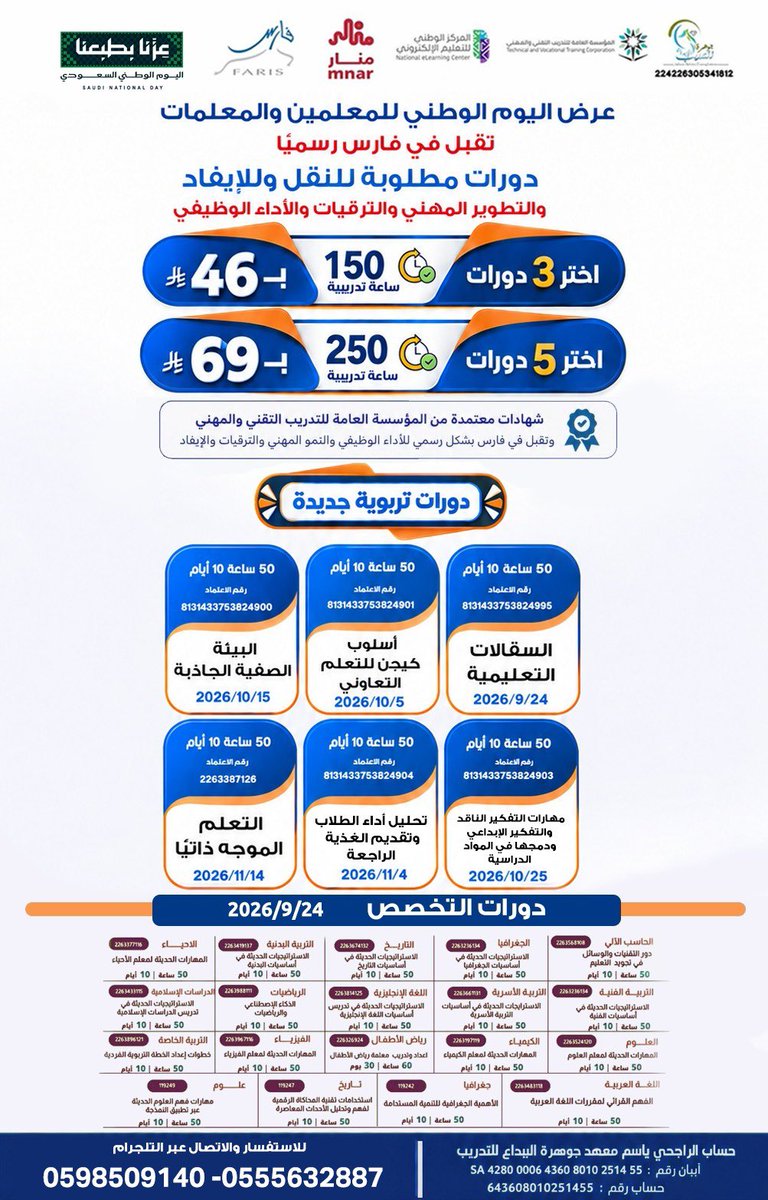 al_zara1's tweet photo. غدا يقفل التسجيل ⏳

دورات للتطوير المهني

3 دورات 150ساعة ب46 ريالا فقط 

5 دورات 250 ساعة ب69 ريالا فقط 

سجل الآن عبر التلجرام
https://t.co/QJC2iyqQaK

AD https://t.co/w7ZK7E2sDR