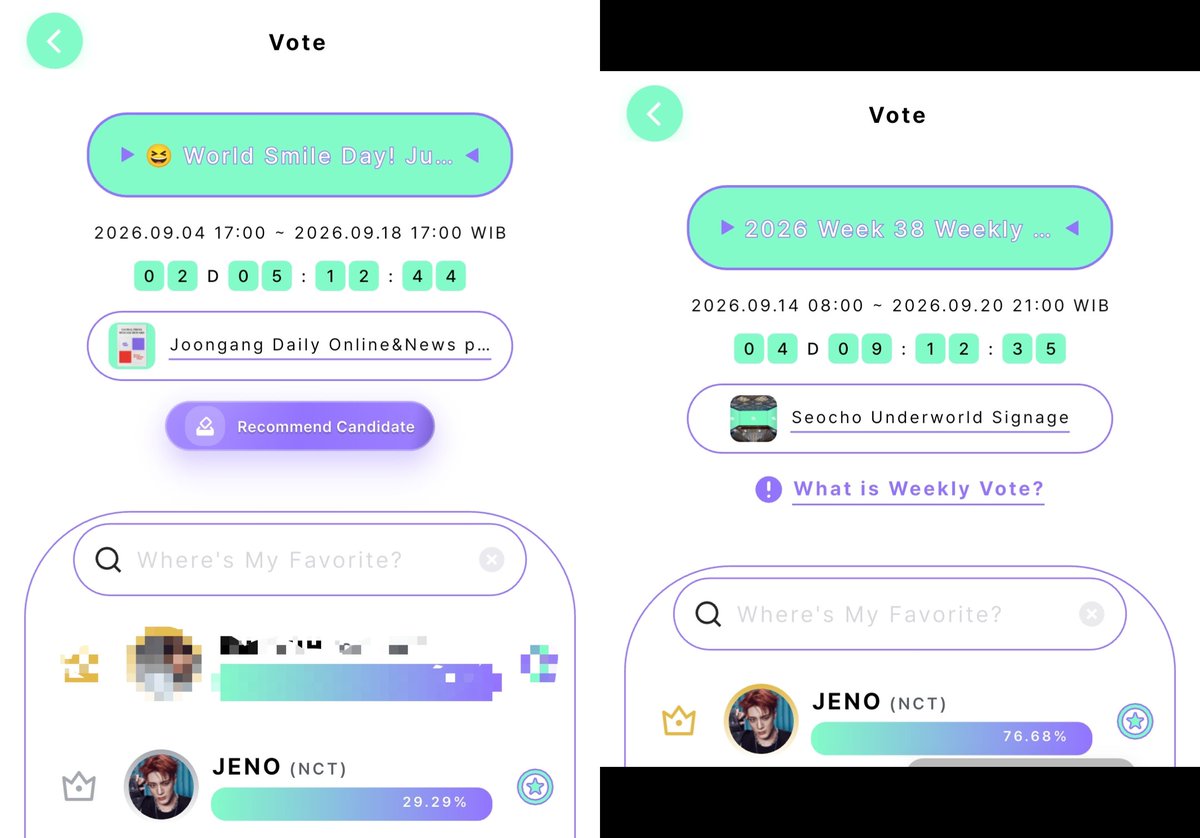 Ichisatssuga's tweet photo. VOTE JENO JAEMIN

#voteforJaemin 
⚠️TODAY; Best BAD Challenge on ICHAMP
📅D-7; Airport Fashion Trendsetter on ICHAMP
📅D-8; GOAT Visual on QUEERI 

#voteforJeno 
📅D-4; Week 38 on PICNIC
📅D-2; World Smile Day on PICNIC

#voteforJNJM 
📅D-10; KGMA Best Listener's Pick on COOGOONG https://t.co/1s9BdpfJTk