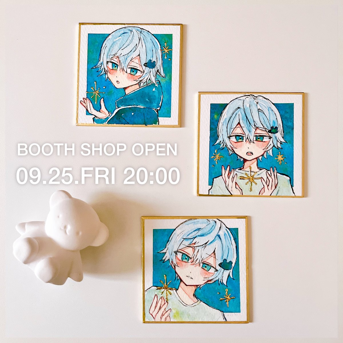 bokumuu_'s tweet photo. 🏬BOOTH通販のお知らせ📢

久しぶりの原画販売。
ミニ色紙原画3点描きました！

9/25(金)の夜8時から✨ https://t.co/dAsB6QArU1
