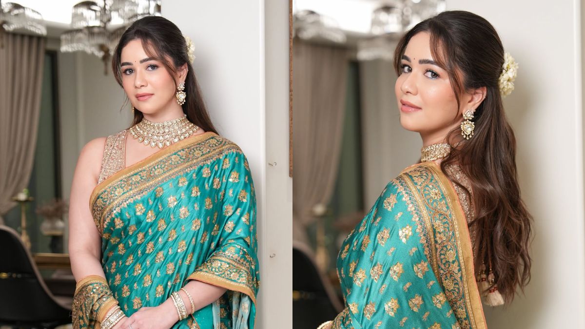 ndtvLifestyle's tweet photo. For Ganesh Chaturthi celebrations at home, Sara Tendulkar chose a Ritu Kumar saree worth Rs 2.1 lakh, styled with a gajra, statement jewellery and minimal makeup
https://t.co/djjisu4NJx https://t.co/EiiNNPpcOr