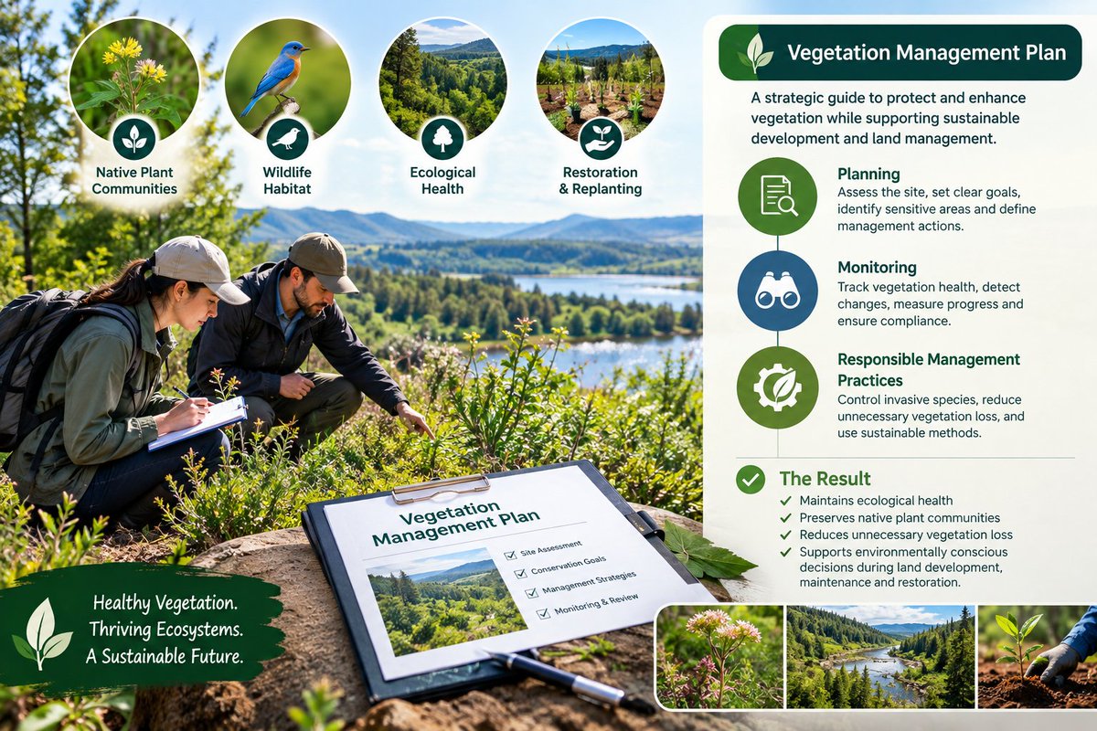 SEPPAustralia's tweet photo. A Vegetation Management Plan supports ecological health by protecting native plants, reducing vegetation loss, guiding monitoring, and promoting responsible land development, maintenance, and restoration.
#5PartTestofSignificance
#FloraAndFaunaReport
#VegetationManagementPlan https://t.co/8NiKl2gFhN