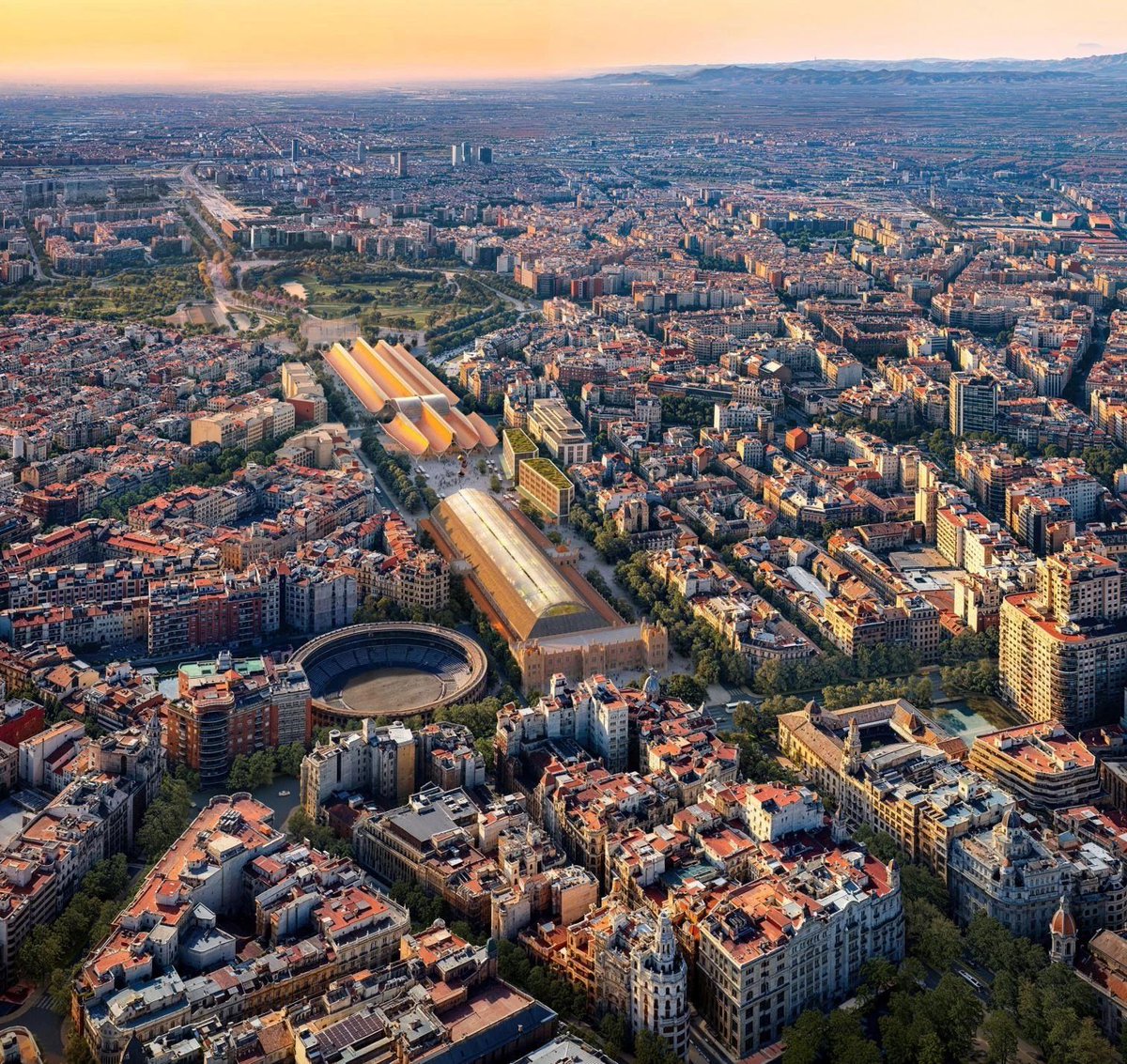 arquitect_viva's tweet photo. La propuesta de Sener, en colaboración con el estudio británico RSHP y el estudio valenciano ERRE, ganadora del concurso para la nueva Estación Central de Valencia. 
https://t.co/OJNzZp6dGL
El proyecto plantea un gran nodo intermodal que integra los servicios de Alta Velocidad, Cercanías y Metro.
La nueva infraestructura se configura como una estación subterránea, conectando de forma fluida la nueva Estación Central con la histórica Estación del Norte —cuyo acondicionamiento, como Bien de Interés Cultural, forma parte de la actuación—, y con el futuro Parque Central.