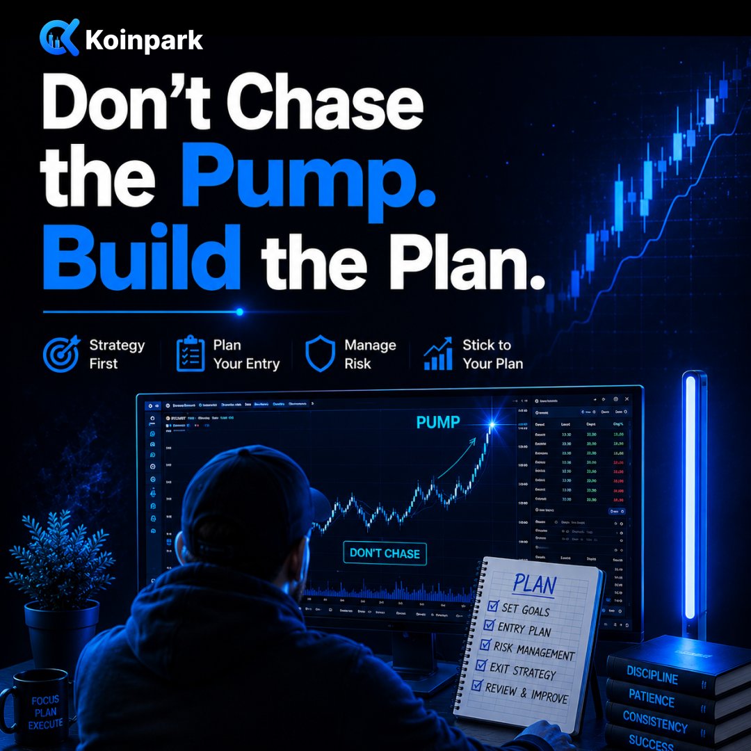 KoinparkExc's tweet photo. Don’t Chase the Pump. Build the Plan. 
The market rewards patience, not panic buying. Before opening your next position, check off your essentials:

✅Clear Goals
✅Solid Entry Strategy
✅Defined Risk Management
✅Exit Strategy
✅Continuous Review

Get started today: https://t.co/pHnZ7oG3WO

#Koinpark #CryptoIndia #CryptoTrading #BitcoinIndia