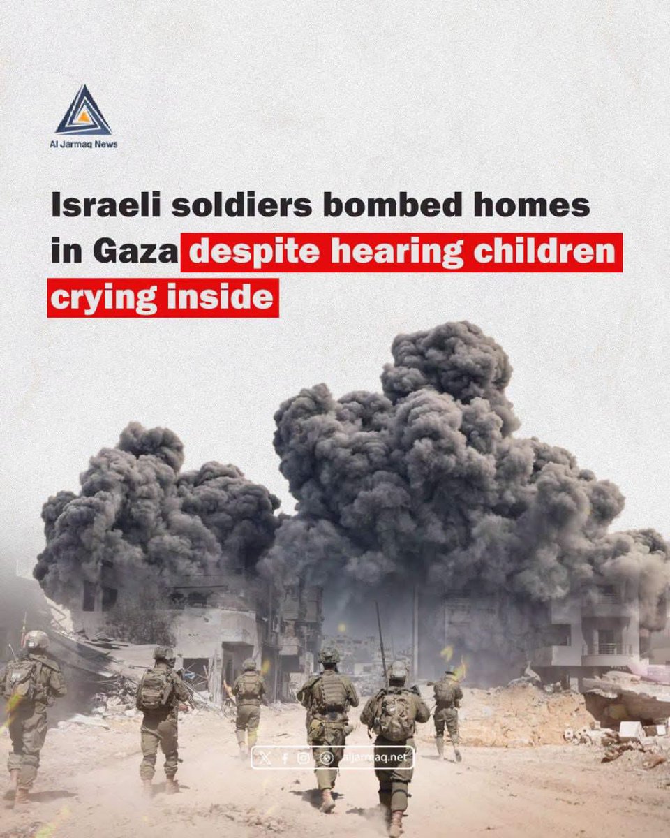 RomaissaTahar's tweet photo. “I heard children crying, so I bombed them.”

Israeli soldiers targeted and destroyed homes in Gaza despite hearing children crying inside, according to testimonies detailed by Israeli journalist and filmmaker Yuval Abraham. https://t.co/t5h19zqQgt