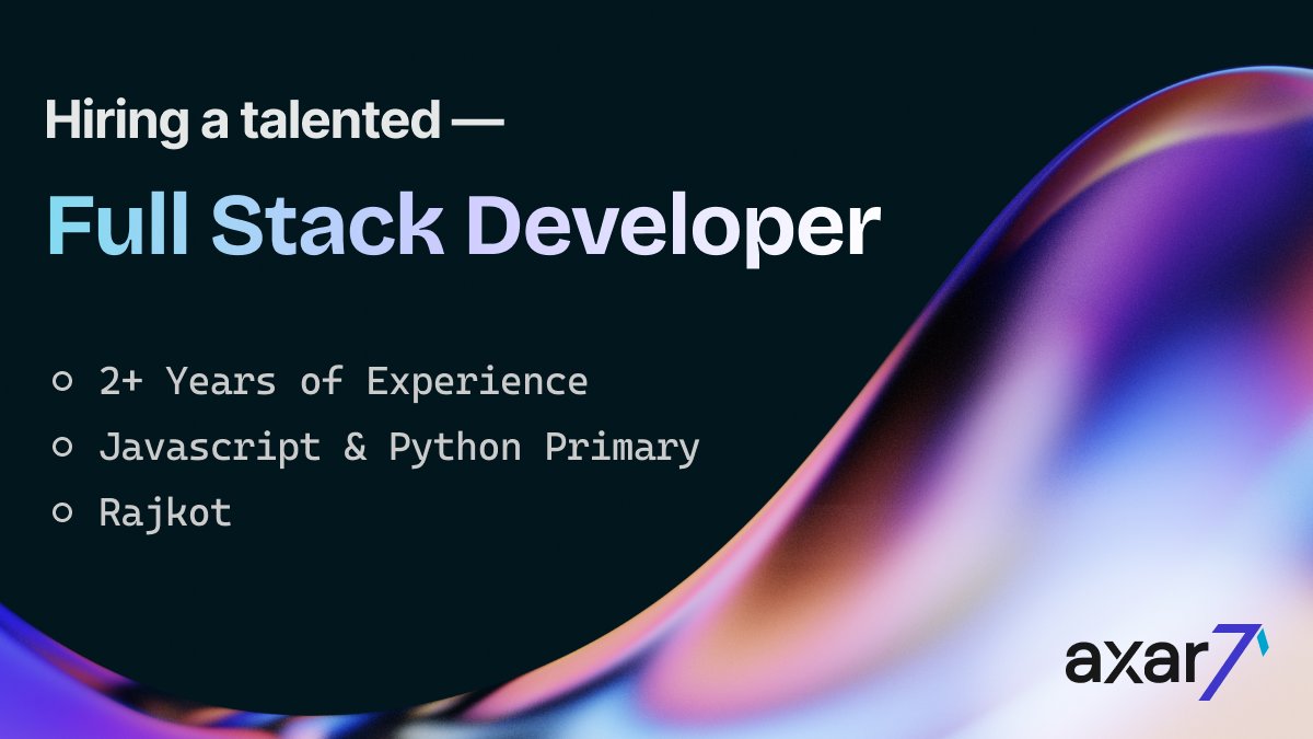 axar7hq's tweet photo. #Hiring Alert! ๐
Exciting opportunity for an early team member to join as a Founding Developer, with plenty of scope to grow alongside the company. ๐ค
Apply: https://t.co/WvsXFKYgMz
#FullStackDevelopment #Axar7 #Rajkot https://t.co/BfjFZ1hnPw