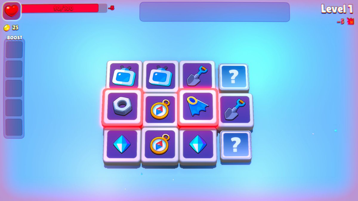 BobBDub's tweet photo. Here are some screenshots from my new prototype. It's a blend of Memory Match and Rogue-like mechanics, with a tiny bit of RPG elements. Find matches, buid your deck, and don't run out of health.  #matchit2 #indiedev #indiegame #gamedev https://t.co/GRxfmdz13O
