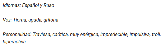 miimiruvt's tweet photo. @FuelVT Hay una que dicen que el personaje sabe hablar español y ruso (no se si forzosamente si vas a tener que hablar español y ruso) https://t.co/dUCORSCquo