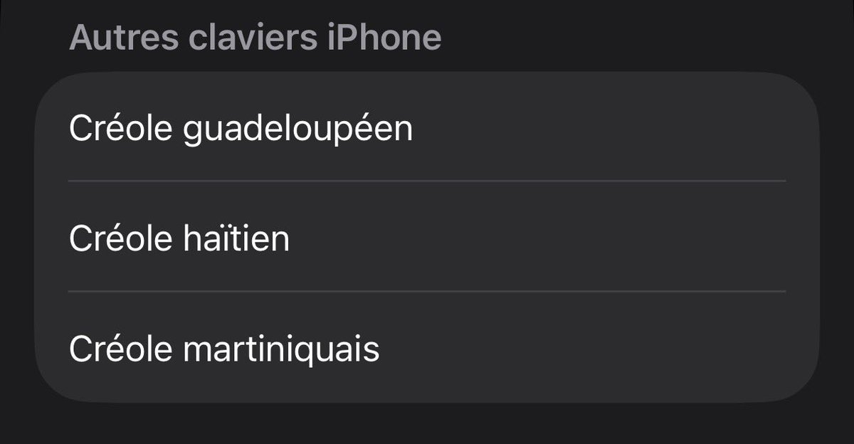 resca_media's tweet photo. 📱 Apple intègre le créole martiniquais et le créole guadeloupéen, aux côtés du créole haïtien, dans les options de saisie clavier et de correction automatique d'iOS 27. https://t.co/0LYBXGh0F1