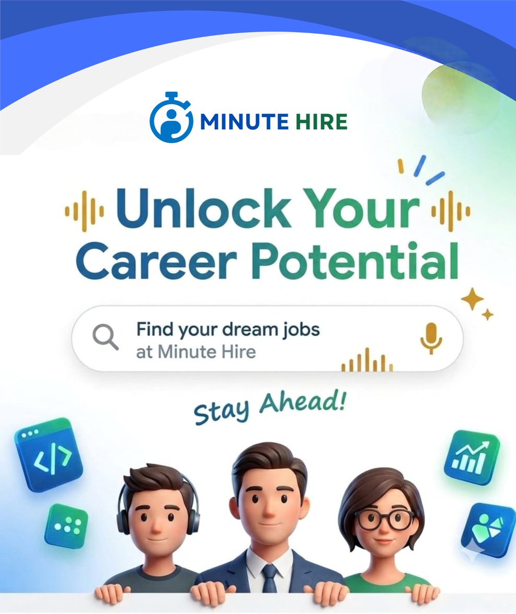 MinuteHire's tweet photo. 🔒 Potential: UNLOCKED.
🗺️ Dream Job: FOUND.
🏆 Career: STAYING AHEAD.

Stop searching and start discovering with Minute Hire. 🚀
Find your perfect career match now

#CareerPotential #JobSearch #Hiring #MinuteHire #UnlockingPotential #CareerAdvice https://t.co/buAgkAuYHq