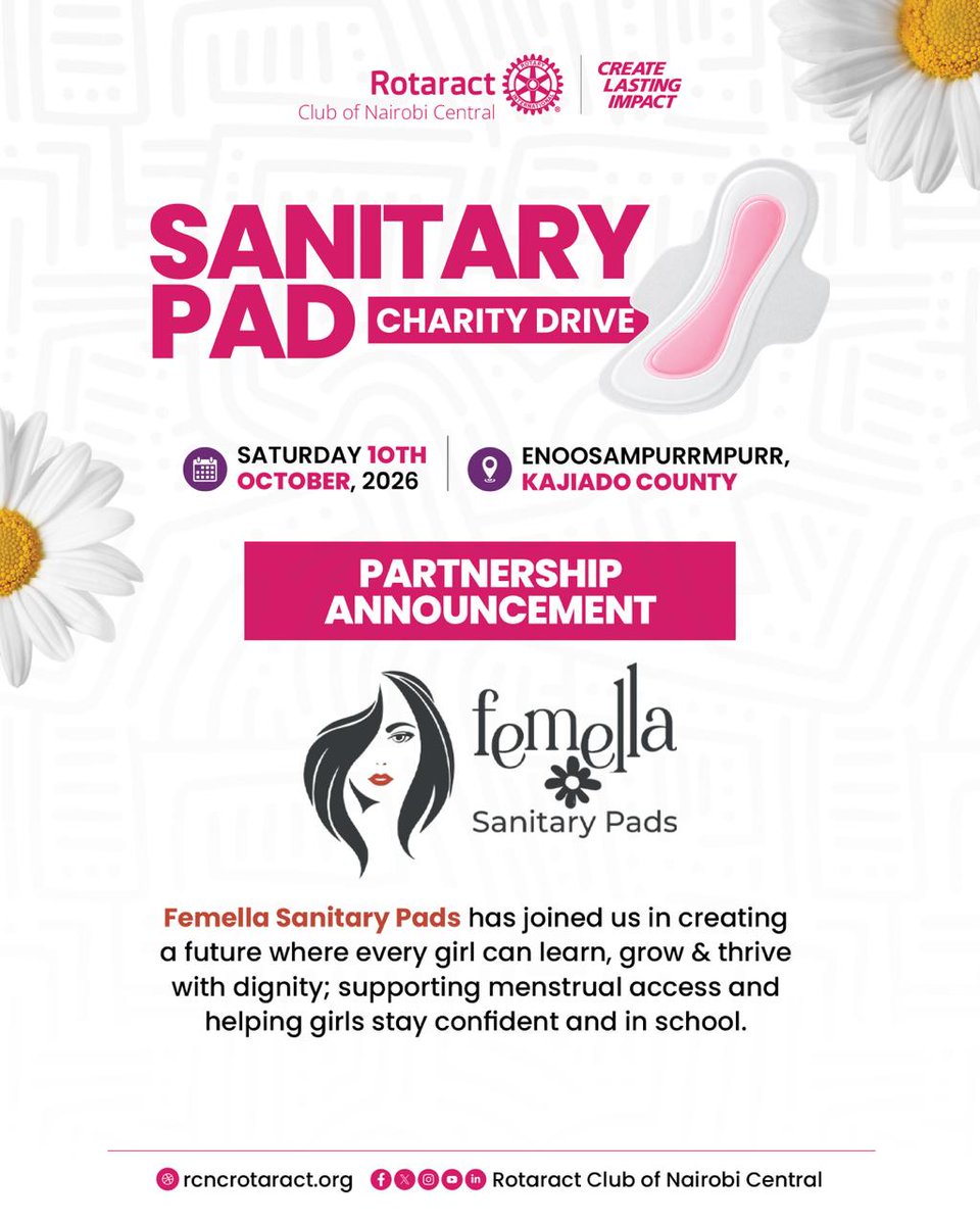 RCNC_ROTARACT's tweet photo. We’re delighted to welcome Femella Sanitary Pads as a partner for our Maili Tisa Pad Drive happening on 10th October.
Together, we’re showing up for girls in Maili Tisa with what every girl deserves: the freedom to stay in school and participate fully, without period poverty https://t.co/wXHAmdjsk7