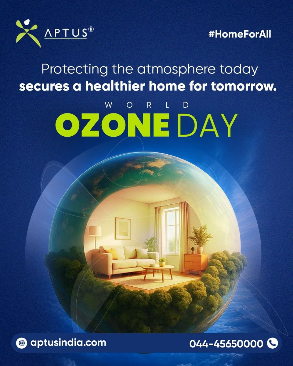 Aptusindia's tweet photo. Protecting the atmosphere today secures a healthier home for tomorrow.

#WorldOzoneDay #OzoneLayerProtection #AptusValue #HomeForAll https://t.co/3gxKnyCMqk