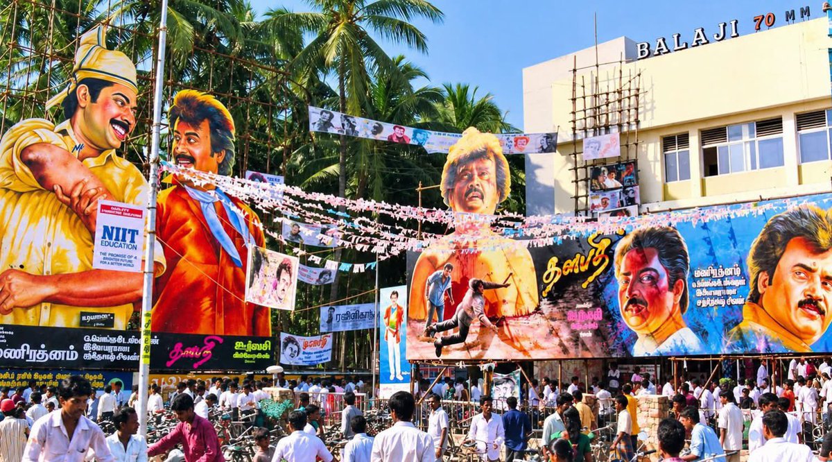 surbalu's tweet photo. #MajorThrowback :
(1991) Thalapathy Pandi Balaji Theatre. Memories ❤️❤️❤️
#Rajinikanth | #SuperstarRajinikanth | #Jailer2 | #Dharman https://t.co/0oJj5wBLrb