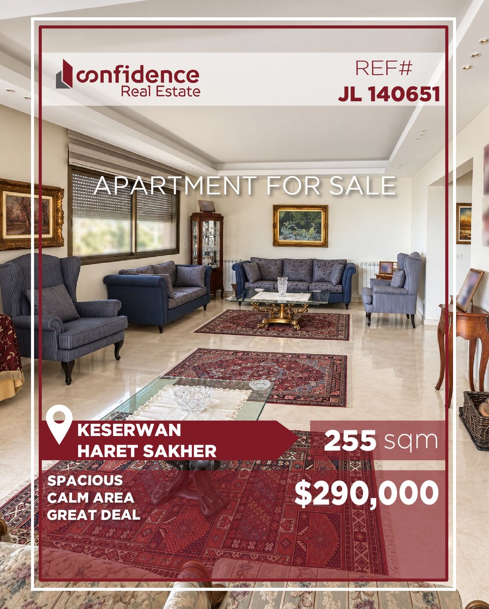 confidence_cre's tweet photo. Price: $290,000 cash + 2.5% commission
255 SQM apartment for sale
For more information do not hesitate to contact us:
71000850
REF#JL140651
#ApartmentForSale #FamilyHome #LebanonRealEstate #LebanonProperty #PropertyForSale 
#CONFIJL
A https://t.co/Jg93MjADmR