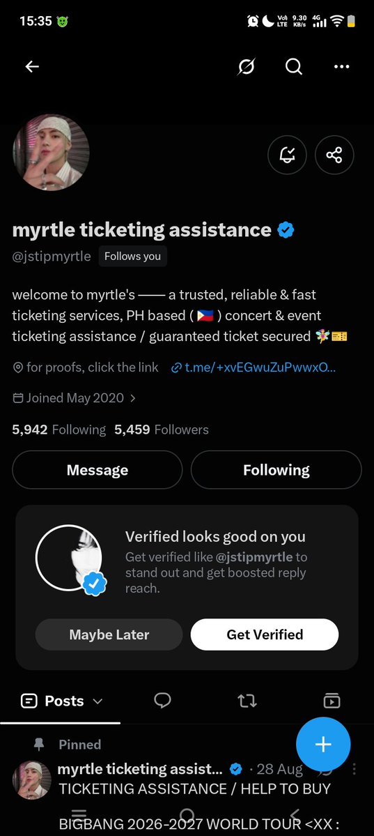 Shnxshnx's tweet photo. ⚠SCAMMER ALERT⚠

this dude blocked me after k sya I message about sa update dun s ticket (tickets assistance)  tangna o malaman ko lang bahay mo ssunugin kita ng buhay (sana mag ka cancer ka) hindi ko aantayin ang karma sayo dadamay ko buong pamilya mong hayop ka @jstipmyrtle https://t.co/FnJNv61vBM