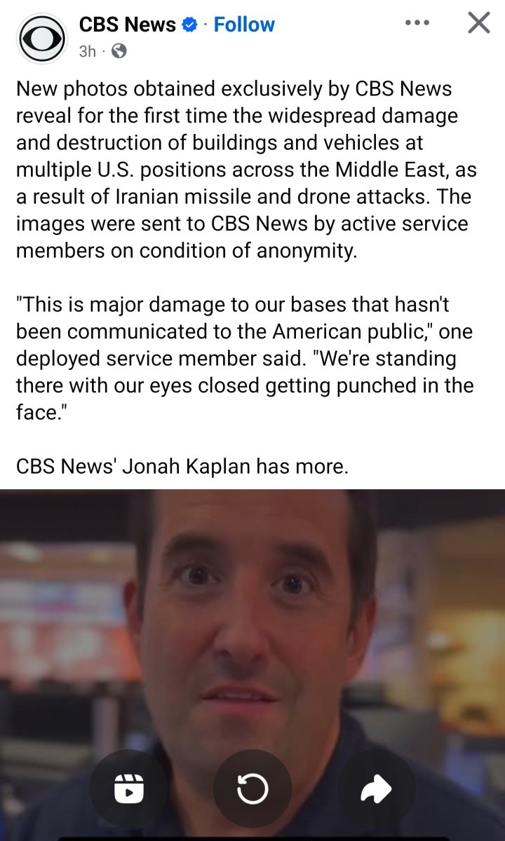 cathymoore2's tweet photo. The #TrumpAdministration #ForeverWar that #AmericanTroops are forced to fight against #Iran because @realDonaldTrump
Is forcing them to due to bullshit!
#damage #destruction #lostlives
@CBSNews
https://t.co/9dezeAH74v https://t.co/CgwpN6118U