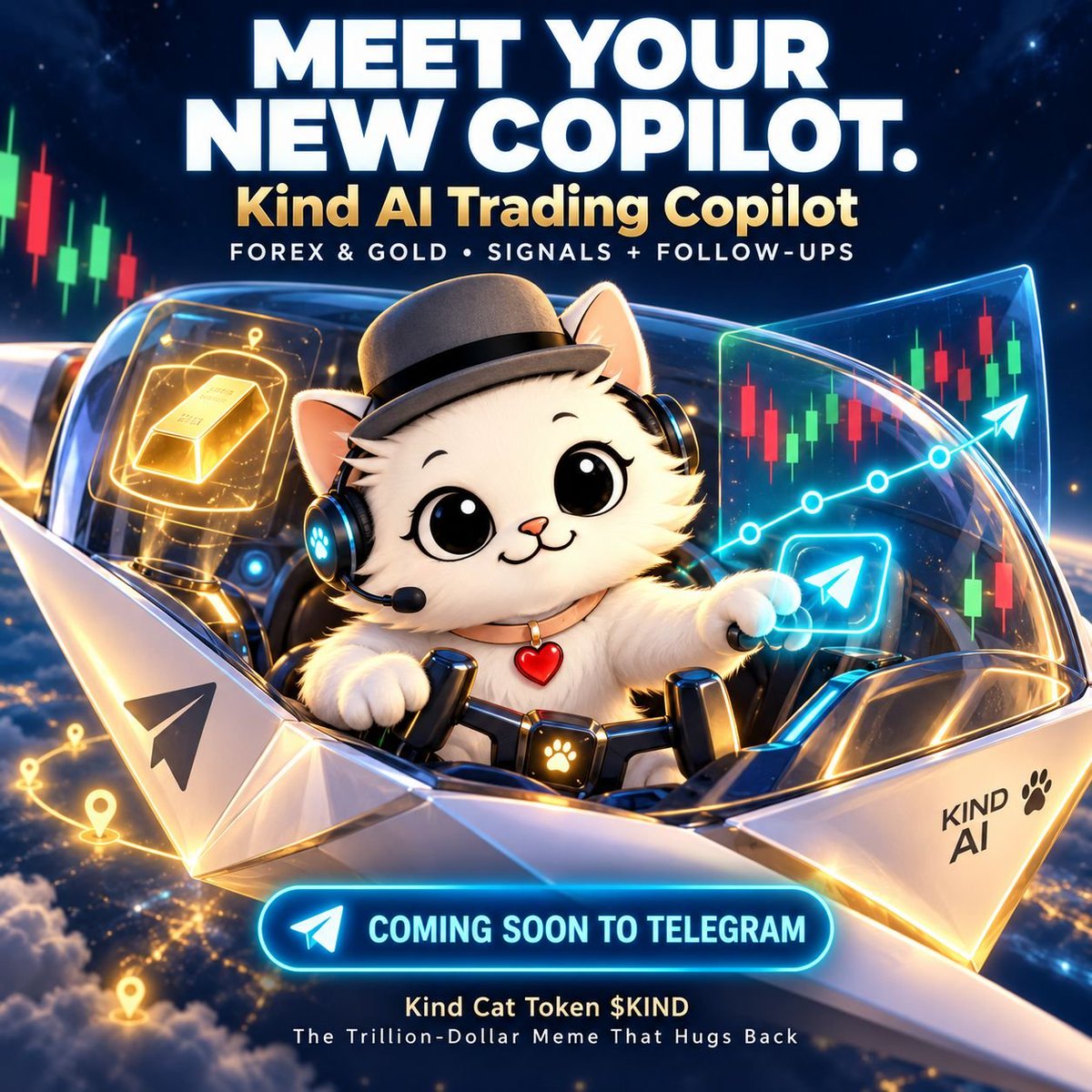 KindCatToken's tweet photo. 🚨 SOMETHING BIG IS COMING FOR THE $KIND COMMUNITY!

Introducing the latest build of the Kind AI Trading Copilot — our Forex and Gold signal companion on Telegram.

This isn’t one of those bots that drops a signal and disappears.

The Kind AI Trading Copilot scans the market for qualified opportunities and provides:

✅ BUY and SELL setups
✅ Market, Limit and Stop orders
✅ Exact entry prices
✅ Stop Loss
✅ Multiple Take-Profit targets
✅ Signal activation alerts
✅ Back-to-back trade follow-ups
✅ TP, SL and trade-status updates

Testing has been very encouraging, with a strong winning ratio so far.

 Of course, no trading system wins every trade, but the Copilot is built to search continuously, select qualified setups and remain with each signal from entry to outcome.

Your subscription level determines how many qualified signals you receive daily.

Unlimited members receive every qualified opportunity, together with continuous follow-ups throughout each trade.

CURRENTLY SUPPORTED ASSETS

🥇 GOLD
XAUUSD

💱 FOREX
EURUSD
GBPUSD
USDJPY
USDCHF
USDCAD
AUDUSD
NZDUSD
EURJPY
GBPJPY
EURGBP

That’s 11 carefully selected Gold and Forex markets monitored throughout the trading week.

The market doesn’t wait. You shouldn’t have to sit in front of charts all day just to catch the next opportunity.

The Kind AI Trading Copilot is coming to Telegram. Stay close—access and subscription details will be announced soon. 🔥

Powered by Kind Cat Token — The Trillion-Dollar Meme That Hugs Back. 🐱❤️

$KIND is truly changing lives.

Trading involves risk. Signals are not guaranteed returns. Always use responsible risk management.