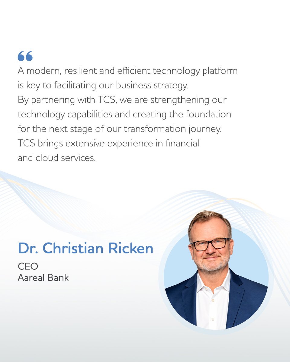 TCS's tweet photo. We have entered into a long-term strategic partnership with Aareal Bank to transform its technology landscape through an AI-powered, cloud-first operating model.
The partnership will bring together TCS’ AI-led delivery capabilities, intelligent automation and financial services expertise to modernise the bank’s technology environment and strengthen operational resilience, security and scalability.
By supporting infrastructure, cloud platforms, workplace services and cybersecurity, we will help simplify technology operations and create a more agile technology foundation to support evolving business needs.

@aareal | @TCS_Europe 

More details here: https://t.co/IifNA0IhZB
