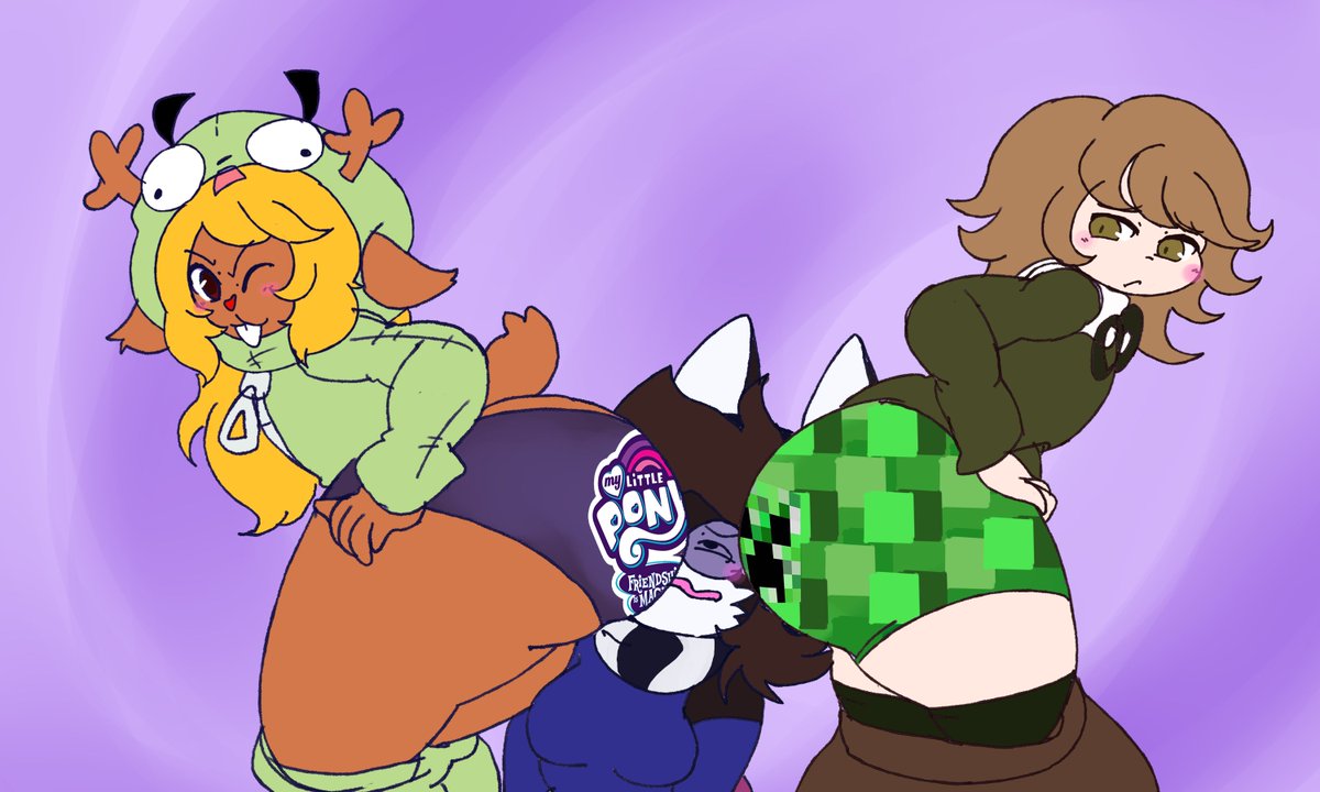 KirbyOBlue1's tweet photo. Commission for @DatHornyMexiCat featuin her oc gettin brapped on by Chihiro and Noelle! T'was a fun one to doooo! https://t.co/bj8MB3OF44