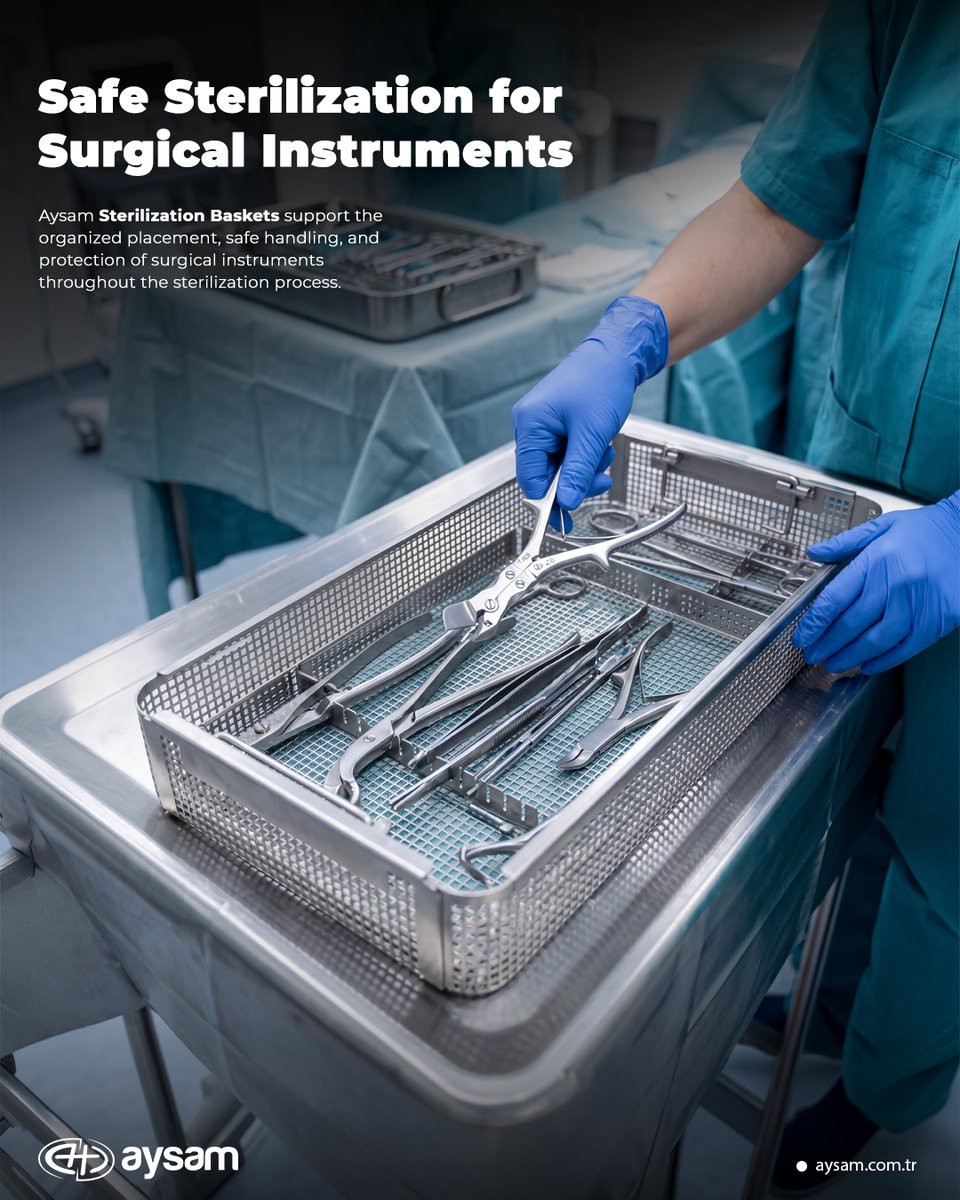 AysamOrtho's tweet photo. Aysam Sterilization Baskets support the organized placement, safe handling, and protection of surgical instruments throughout the sterilization process. 
https://t.co/l16qsFjVLC

#Aysam #Sterilization #SurgicalInstruments #SterilizationBasket #OperatingRoom #MedicalDevices https://t.co/XarIE4z6x8