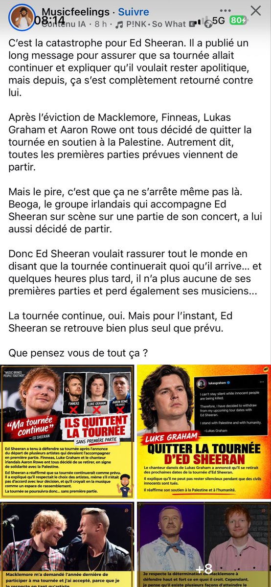 mollusque75's tweet photo. Total soutien à #Macklemore
Boycott @EdSheranUSA
Merci à tous les musiciens qui ont quitté le concert de #EdSheran en soutien à #Macklemore et #Palestine
Ce n’est pas au lobbyiste #juif #sioniste de décider qui fait quoi
Le public c’est nous https://t.co/hsi5SmRrqn
