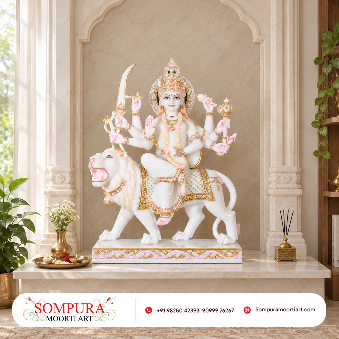 MOORTIART's tweet photo. Divine Grace, Handcrafted in Marble 
A timeless expression of Maa Durga’s strength, grace &amp; divine beauty, meticulously handcrafted in pristine marble. 🙏
Every detail is thoughtfully carved and finished to bring a sense of purity, devotion and elegance to sacred spaces. https://t.co/1Ch5W4xzTO