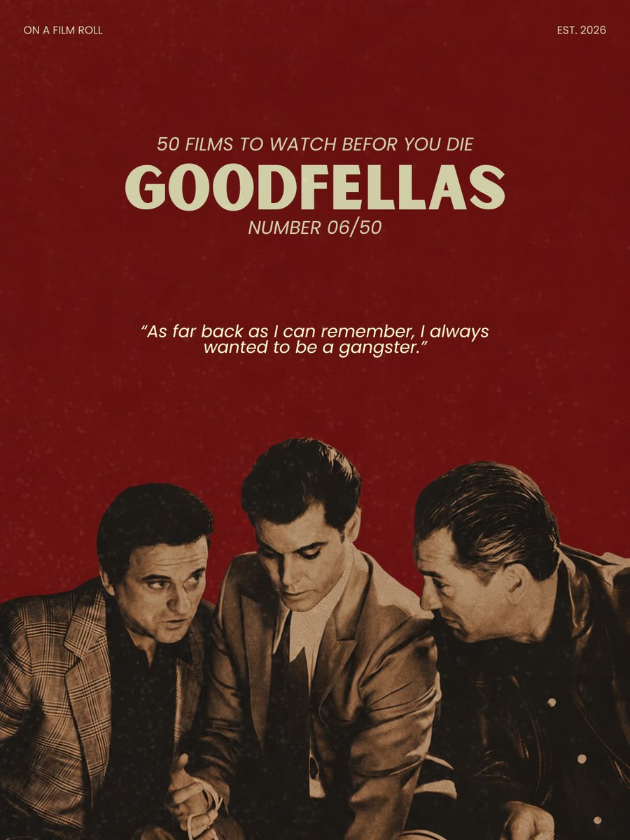 EdraLexgw6e's tweet photo. 6/50 🎬
Goodfellas (1990)
director: martin scorsese
cast: ray liotta, robert de niro, joe pesci, lorraine bracco, paul sorvino
one of the greatest gangster films ever made and arguably scorsese at his absolute best. from its iconic long takes and https://t.co/x3evHoWT0A