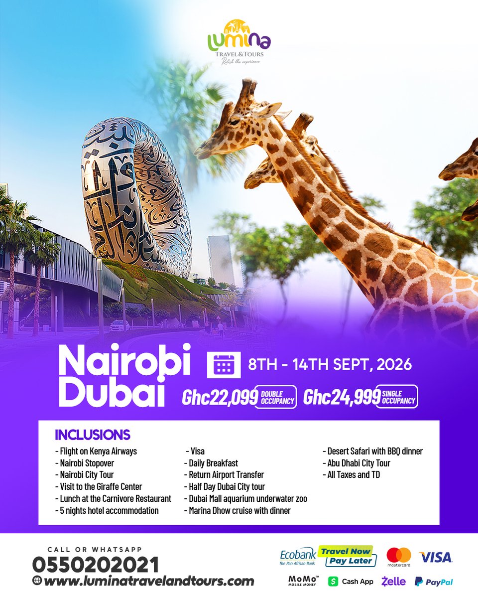 maiconvw's tweet photo. Double the destinations. Double the memories. Your September vacation just got twice as exciting. Join us on an unforgettable escape to Nairobi and Dubai this September. From Nairobi's wildlife and amazing culture to Dubai's world-famous https://t.co/8Ja7jNlBcc