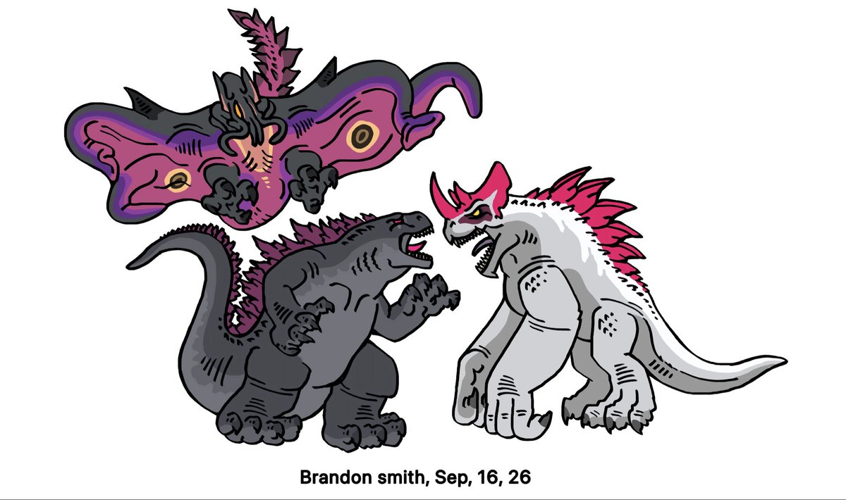 Brand0nsm181274's tweet photo. Godzilla vs Rigedoh and Xenolhu https://t.co/1DxwgU5cQE