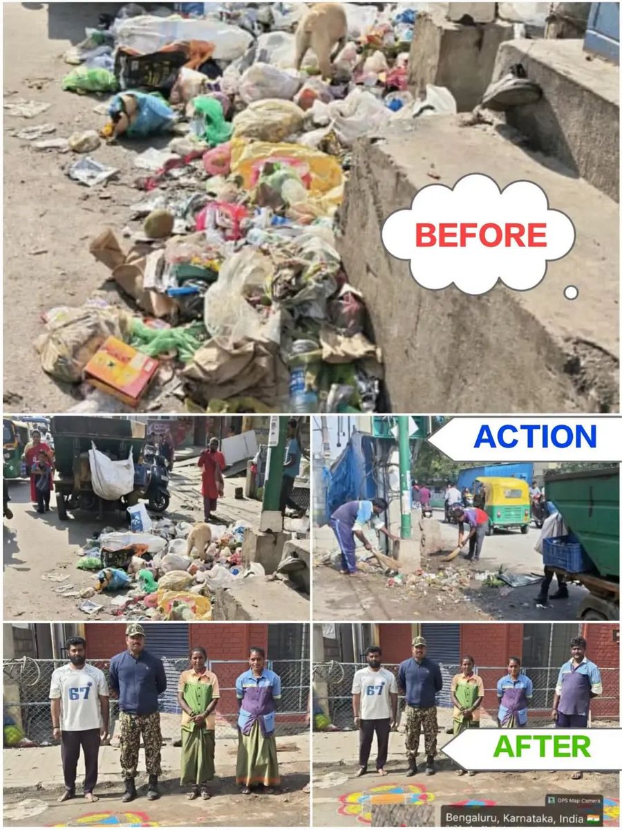 GBA_office's tweet photo. 🧹 Clean Bengaluru Drive | Black Spot & Festival Waste Clearance 🌿

Bengaluru East City Corporation

📍 Ward 26 – Ramamurthy Nagar: Black spot at NRI Layout cleared and beautified.

📍 Ward 53 – Basavanapura: Devasandra Main Road black spot cleared and beautified 

📍 Ward 84 – Hagadur: Gowri-Ganesha festival waste cleared from roadside areas.

🤝 Together, let’s keep Bengaluru clean, beautiful and healthy!

#BECC #BSWML #CleanBengaluru #BlackSpotClearing #FestivalWaste #BengaluruEast