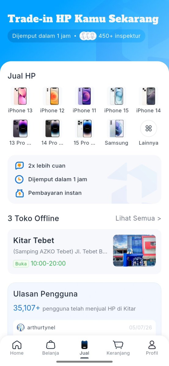 kyoosh_'s tweet photo. dan ternyata di kitar tuh bukan cuma bisa beli HP second aja, tapi juga bisa jual atau trade-in HP lama.

hp android sampai iphone semua seri pun ada disana. 

menurutku sih lebih praktis yaa, jadi semua kebutuhan jual beli HP ada di satu aplikasi, best deal👌🏻 https://t.co/tVor2oFjCY