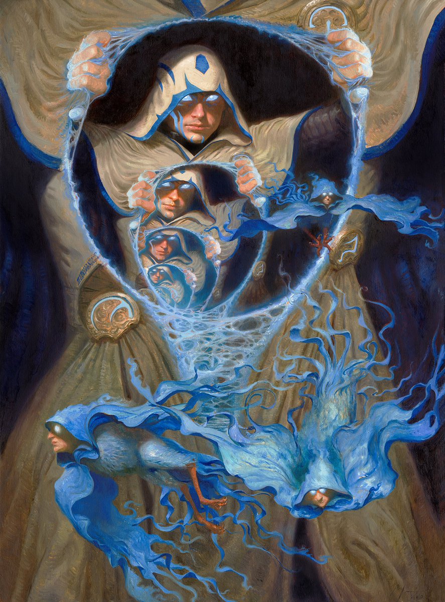 MilesJohnston's tweet photo. Painted this giant canvas for Magic the Gathering l, trying to channel old school weird fantasy https://t.co/Pch4X9bDW2