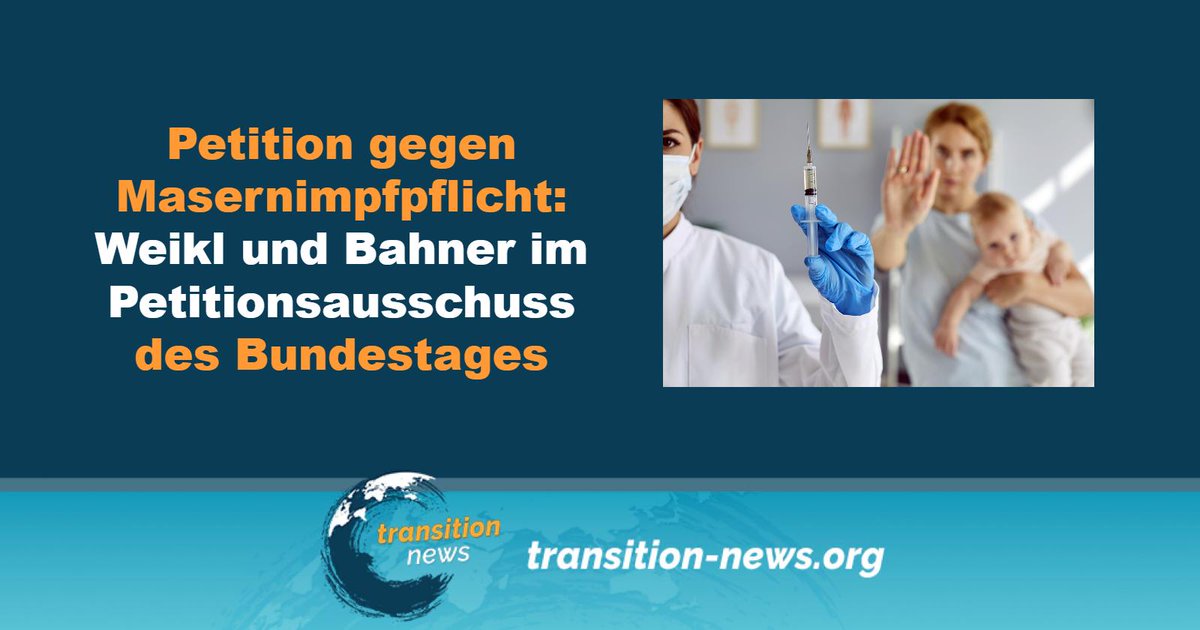 C_Transition2's tweet photo. Die #Petition 189940 zur sofortigen Aufhebung des Masernschutzgesetzes und der darin verankerten faktischen #Impfpflicht hat das erforderliche Quorum deutlich überschritten.
Weiterlesen ... (https://t.co/jjGprE9jra)
#transitionnews #Deutschland #Masern #Impfpflicht https://t.co/h0yBTgdVRb