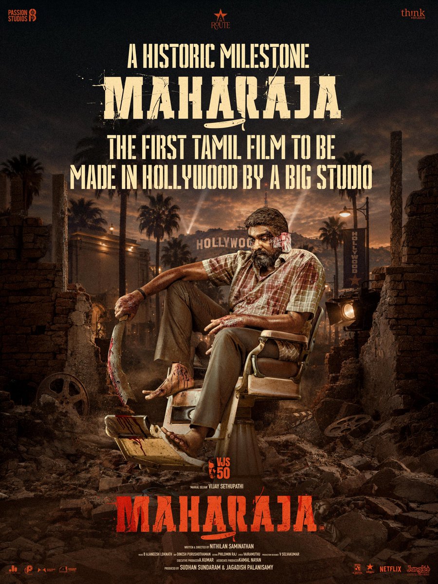 rameshlaus's tweet photo. A HISTORIC MILESTONE! 🔥

Vijay Sethupathi - Director Nithilan Swaminathan's #Maharaja becomes the first Tamil film to be made in Hollywood by a major studio! ❤️‍🔥

A proud moment for Tamil Cinema! 🌍🎬

#MakkalSelvan @VijaySethuOffl
 
Written and Directed by @Dir_Nithilan

@PassionStudios_