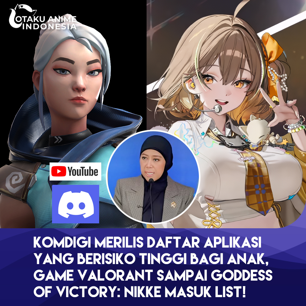 Otaku_Anime_Ind's tweet photo. Kementerian Komunikasi dan Digital (Komdigi) mengungkap daftar platform digital yang masuk dalam kategori risiko tinggi bagi anak.

Menteri Komdigi Meutya Hafid menegaskan bahwa platform dengan profil risiko tinggi berarti anak di bawah 16 tahun dilarang menggunakannya karena dinilai tidak aman.

Terdapat 22 produk dan layanan yang masuk kategori risiko tinggi mulai dari aplikasi perpesanan, e-commerce, media sosial seperti X, YouTube, Discord, hingga sejumlah game populer seperti Valorant, NIKKE, Crossfire dan lainnya.

via Detikcom