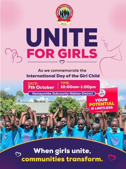 Hashtag_Movers's tweet photo. When girls are heard, possibilities grow. 
Join @RaisingTeensUg2 at Raise Up A Child School, Namayumba as they celebrate the International Day of the Girl Child with #UniteForGirls, a day to connect, inspire, dream and amplify girls’ voices. https://t.co/aC0EOedwXL