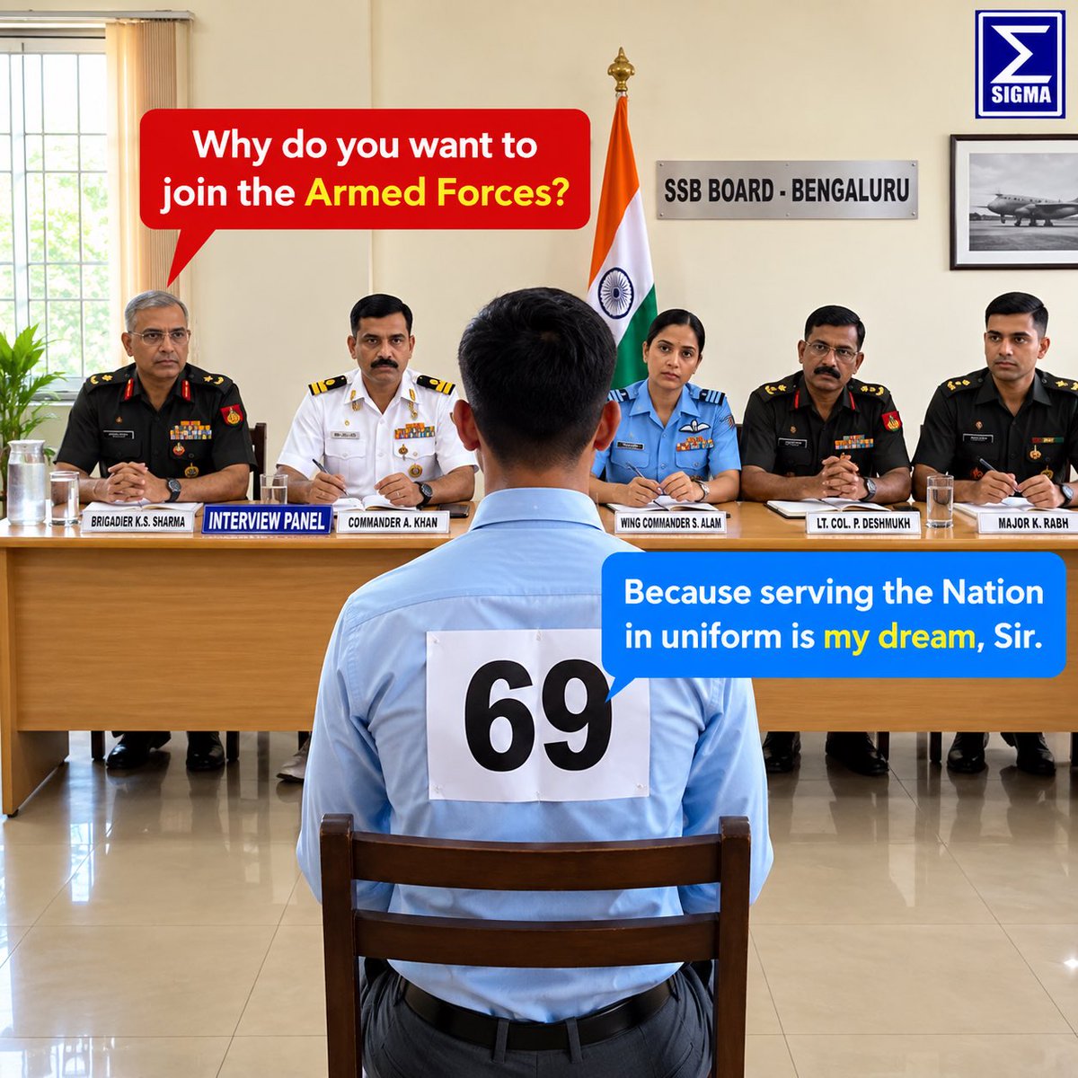 sigmaclasses_'s tweet photo. 🇮🇳 SSB Crack Karna Hai? Selection Mindset Yahin Se Start Hota Hai. 💪

“Why do you want to join the Armed Forces?”

SSB mein sirf answer nahi, Officer Like Qualities (OLQs) judge hoti hain. Agar aap NDA, CDS, AFCAT, CAPF ya TES ke liye SSB ki preparation kar rahe hain, https://t.co/brMZ5NCEZQ