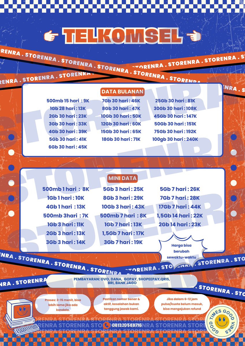 store_nra's tweet photo. Ready kuota all operator

axis · xl · indosat · telkomsel
tri · smartfren

mau beli pulsa?
mau token listrik?

semua bisa di sini ✨

》order chat via whatsapp

#zonauang https://t.co/DaxCHkiBkk