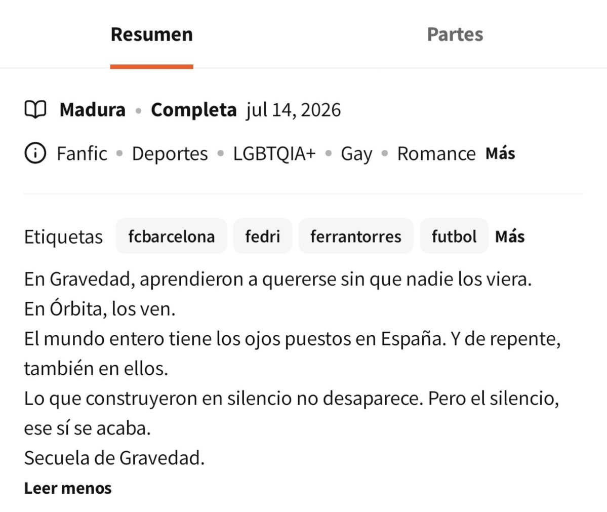 fedrificrecs's tweet photo. "Órbita" by BlaugranaBoysShip

⚽️ Completa
⚽️ Wattpad | ES

🔗 https://t.co/DhgtAyae0O https://t.co/AKWn7ZQNnP