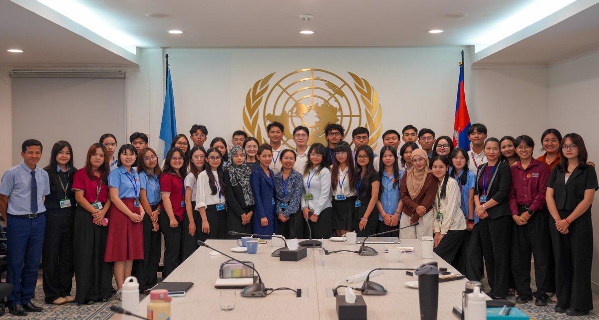 UNCambodia's tweet photo. 🕊 #WomenPeaceSecurity in focus at #PPMUN2026

This week, the #UNCambodia joined the young delegates of the PPMUN 2026 for a briefing on the Women, Peace and Security agenda and the vital role of women as agents of peace. 💙

https://t.co/WsWNhBD9m6
#NPMEC #UNWomen #YouthForPeace https://t.co/ik0Cayks23