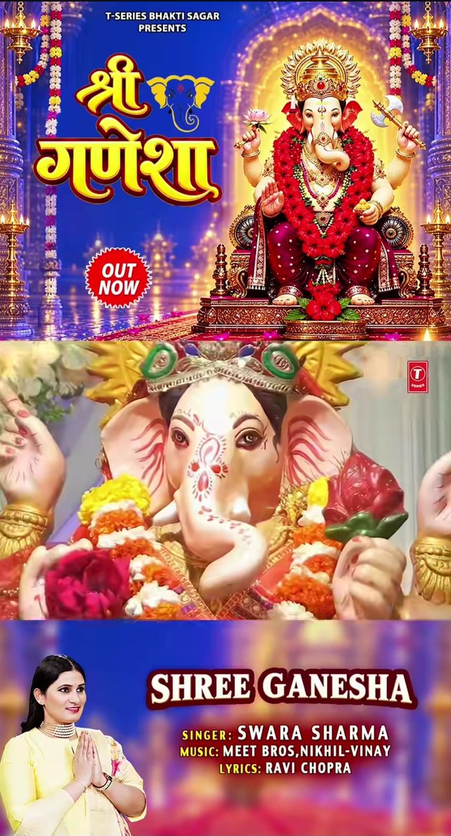 iamswarasharma's tweet photo. ॐश्रीगणेशायनमः।🙏🌺Ganpati BappaMorya.Mangal Murti Morya🌺
🐘❤️ One divine name,endless blessings!ShreeGanesha!!Let this beautiful bhajan fill your heart with peace and positivity!🎉
#ShreeGanesha #MeetBros #NikhilVinay #RaviChopra 
,GaneshUtsav,Ganesh ChaturthiTSeriesBhaktiSagar https://t.co/yXSrsRi14q