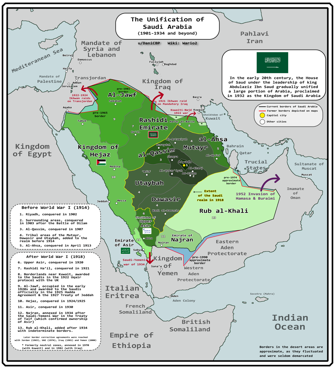 aj_geo_analysis's tweet photo. 𝗧𝗵𝗲 𝗦𝗮𝘂𝗱𝗶 𝗬𝗲𝗺𝗲𝗻𝗶 𝗪𝗮𝗿 𝗜𝘀 𝗡𝗼𝘁 𝗡𝗲𝘄. 𝗜𝘁 𝗜𝘀 𝗮 𝗡𝗶𝗻𝗲𝘁𝘆 𝗬𝗲𝗮𝗿 𝗢𝗹𝗱 𝗗𝗶𝘀𝗽𝘂𝘁𝗲 𝗢𝘃𝗲𝗿 𝗕𝗼𝗿𝗱𝗲𝗿𝘀 𝗧𝗵𝗮𝘁 𝗪𝗲𝗿𝗲 𝗗𝗿𝗮𝘄𝗻 𝗯𝘆 𝗪𝗮𝗿.

Those who know my writing, know I love maps because maps tell stories that our collective memories may have forgotten due to shifting narratives over time.

The Yemen and Saudi Arabia story is no different. 

To understand the Houthi grievance against Saudi Arabia, you have to go back to 1934, because the roots run far deeper than most coverage shows these days. 

This is verifiable history, not propaganda from either side.

In 1934 the new Kingdom of Saudi Arabia went to war with the Zaydi imamate of northern Yemen. It was a short war, under three months, and Saudi Arabia won due to support it got from the British. 

Its forces took the provinces of Asir, Najran and Jizan, and even occupied the Yemeni port of Hodeidah. 

The war ended with the Treaty of Taif, signed in June 1934. Under British and Italian pressure, and with the Yemeni imam militarily weakened, Yemen recognized Saudi control of the three provinces, paid an indemnity in gold, and Saudi Arabia withdrew from Hodeidah in return.

Here is the detail that still matters. 

1. The Taif Treaty of 1934 was not a permanent, unconditional cession or surrender. It granted Saudi sovereignty over the provinces on a RENEWABLE term, with clauses guaranteeing the local population visa-free movement and the right to live and work across the border as equals. 

2. In the Yemeni reading, articulated again in various Arabic and English media reports I saw, the imam back then signed only "because he was weak", and he built the Treaty so that a future, stronger Yemen could one day RECLAIM what was taken. That is the historical spine of the current claim.  What does that mean for today? That means IF the war with Yemen goes the way the Ansarallah Houthis want it to go, it is likely that Saudi Arabia may lose those provinces. This makes the war for Saudi Arabia existential as well.

3. The relationship soured after Yemen's 1962 republican revolution, and Saudi Arabia has intervened in Yemeni affairs, by the Yemeni account, more or less continuously since. 

4. Then came the 2015 coalition war, hundreds of thousands of airstrikes, a blockade, and a civilian death toll the @UN has put in the hundreds of thousands from bombing, famine and disease combined. 

Ninety years of a contested border, an unequal treaty, and a modern war stacked on top of each other. Whatever you think of the Houthis, their fight with Riyadh did not begin in 2015. It began in 1934, and it has NEVER fully ended.

History and context matters if you want to understand current dynamics. This is what I try to cover and shed light on. They need peace. All sides.

Below image is of Muhammad al-Badr, last Imam and King of Yemen.

𝗦𝗜𝗚𝗡𝗔𝗟, 𝗡𝗢𝗧 𝗡𝗢𝗜𝗦𝗘!!