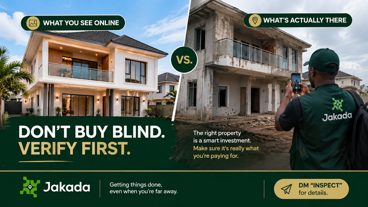 jakadaHQ's tweet photo. The listing looked perfect online.

But what happens when someone actually gets on ground?

Before committing to a property in Lagos, verify what you're buying, not just what you're being shown.

Don't buy blind. DM “INSPECT”.

#Jakada #PropertyChecks #LagosRealEstate https://t.co/RABQeNlpNG