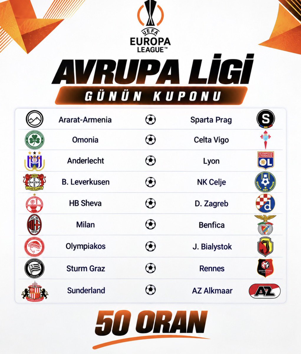 kabasakalsahada's tweet photo. Avrupa Ligi için 5 saattir oranları didik didik ediyorum.

Ve sonunda beklediğim en net kupon ortaya çıktı;
9 MAÇ. 50 ORAN.

Bugun sıradan bir kupon paylaşmıyorum. Kupon tamamen ücretsiz, ilk yorumda. (Önden erişim) https://t.co/719GwojMnr