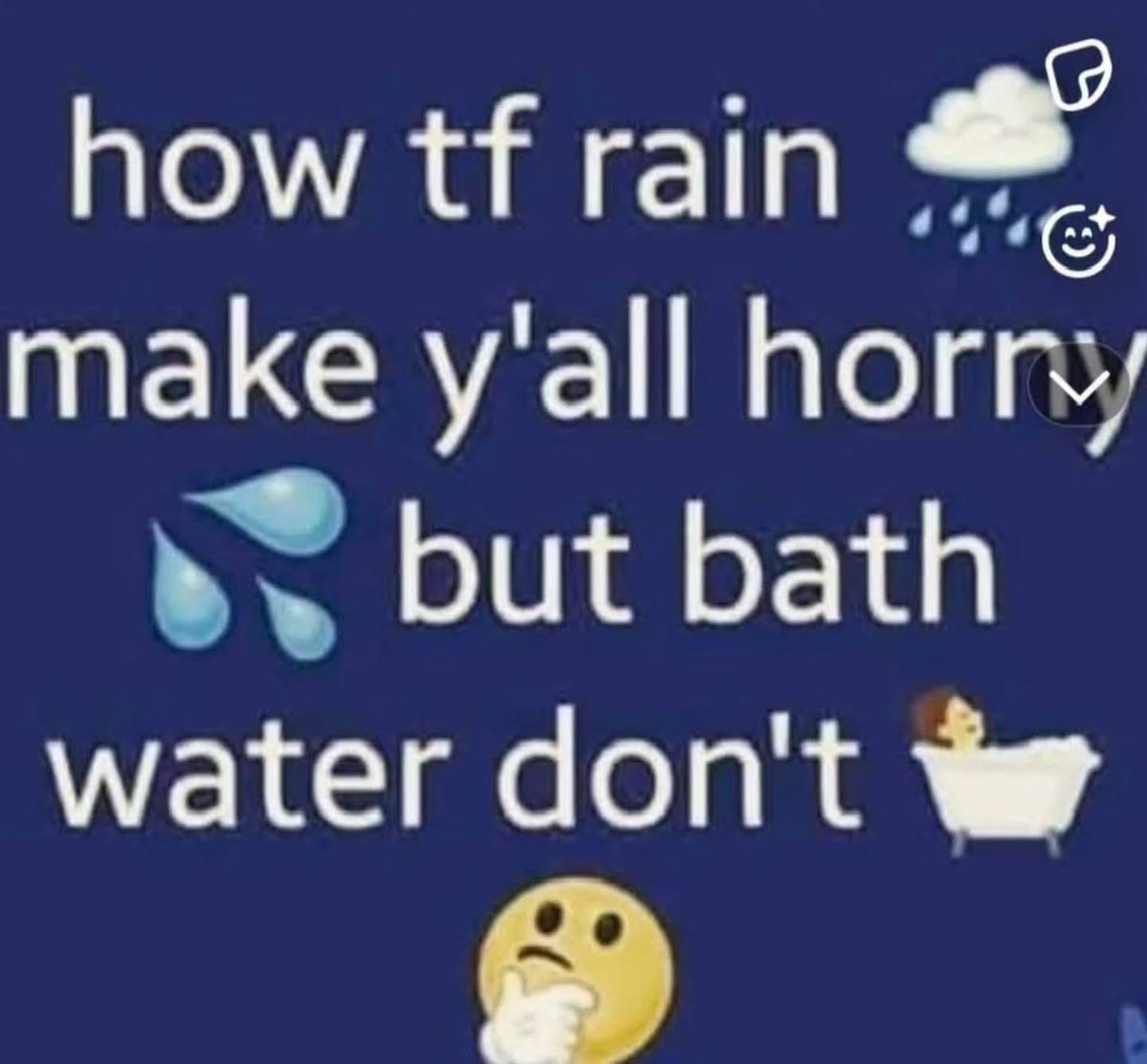 LubaSadatxvb's tweet photo. Photo by Abraham forever Whirl on August 06, 2026. May be a meme of shower and text that says "how tf rain make y'all horn but bath water don't". https://t.co/jwDAEn2PHt